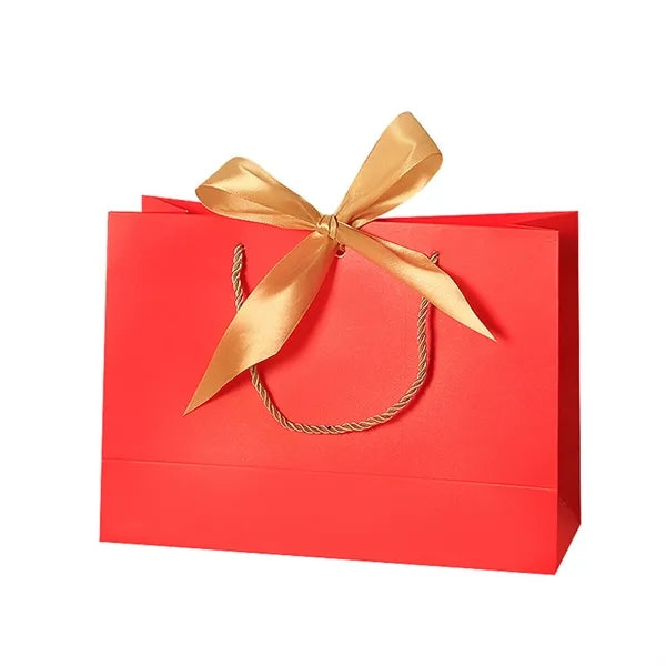 Thick Paper Gift Bag w/ Bow Handle for Retail Packaging