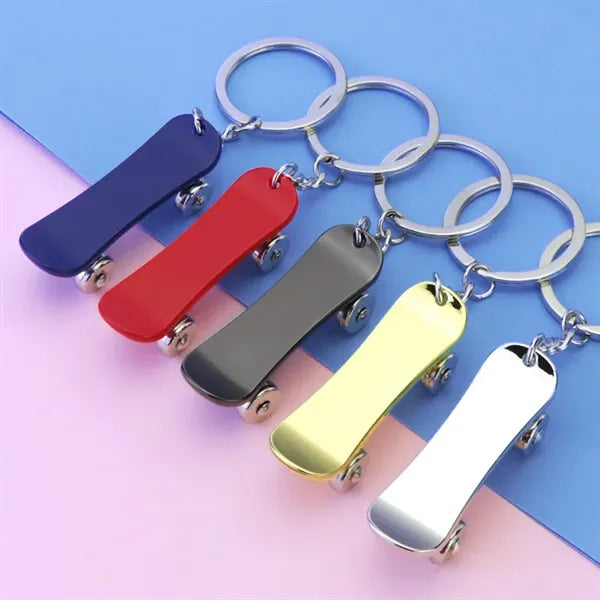 Cute Car Keychain Skateboard Metal Keyring