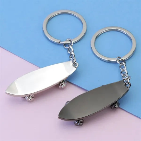 Cute Car Keychain Skateboard Metal Keyring
