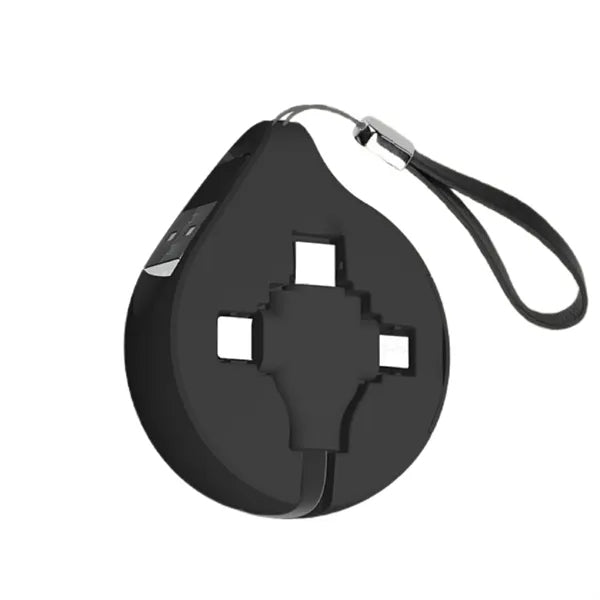 Retractable 3 in 1 Black Charging Cable Lanyard Charger Cord