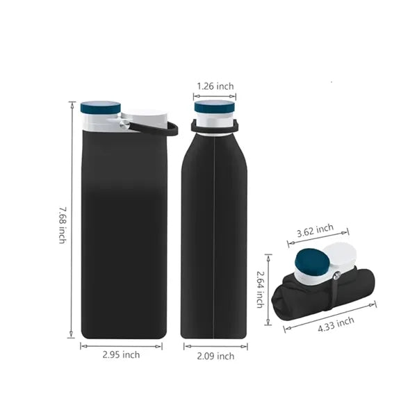 20Oz. Portable Travel Kettle Collapsible Black Water Bottle