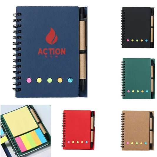 Kraft Paper Spiral Sticky Notes Notebook&Pen