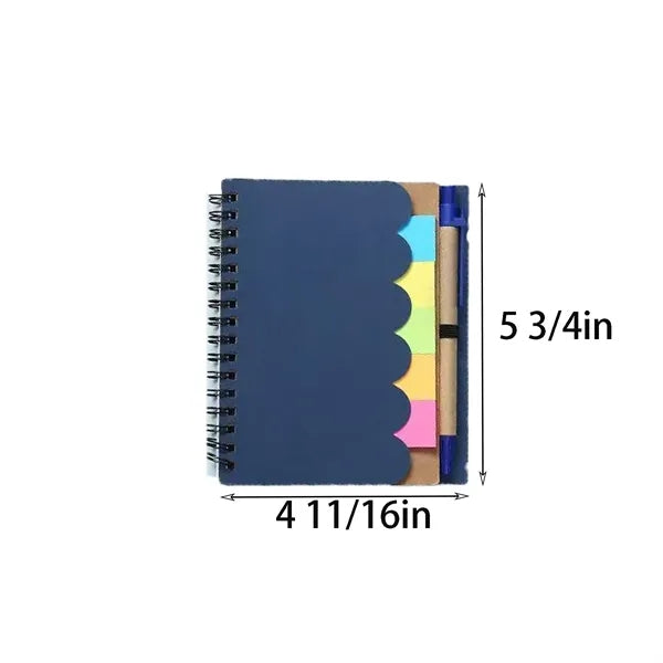 Kraft Paper Spiral Notebook &Pen & Sticky Flags