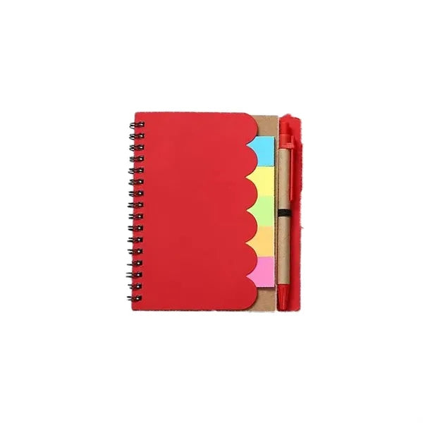 Kraft Paper Spiral Notebook &Pen & Sticky Flags