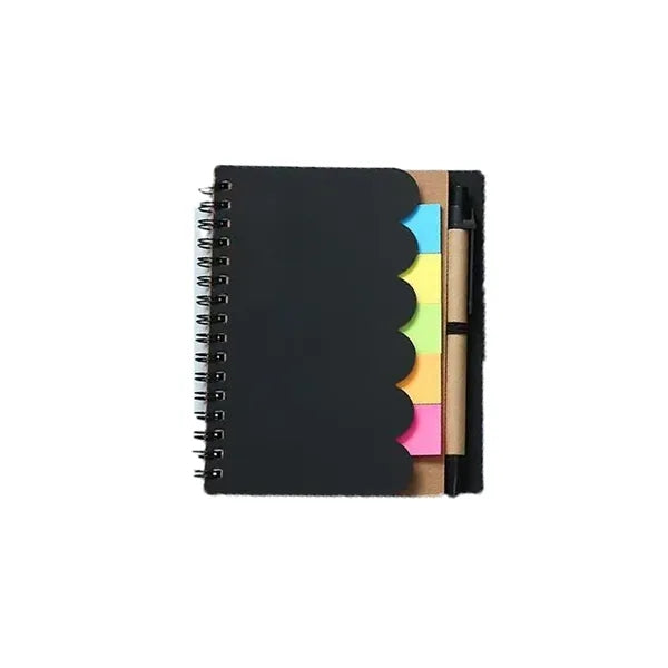 Kraft Paper Spiral Notebook &Pen & Sticky Flags