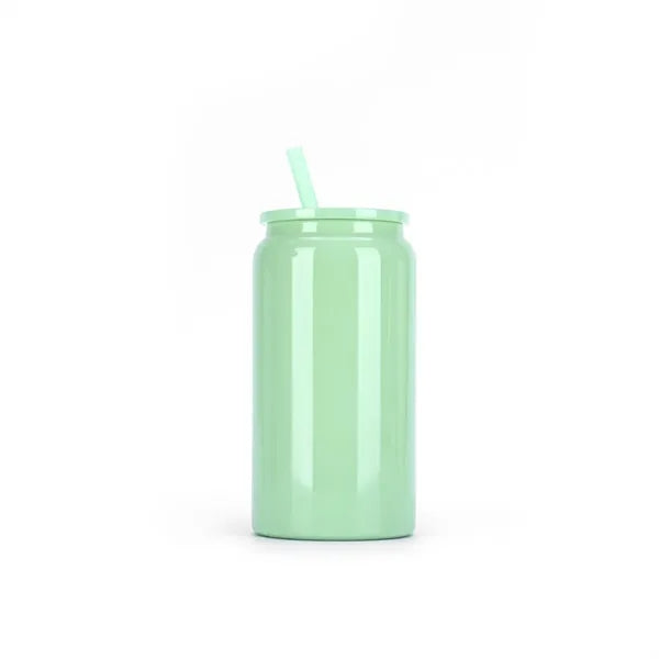 16oz Stainless Steel Insulated Mason Cup With Straw
