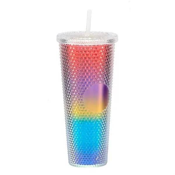 25oz Large-Capacity Embossed Carving Double-Layer Straw Cup