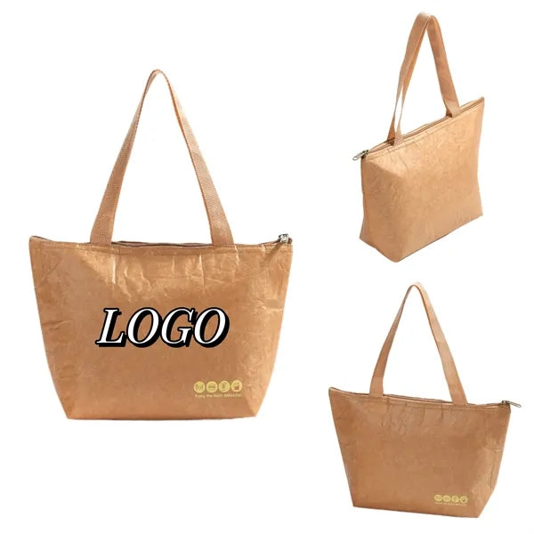 16.5" Handheld Insulated Kraft Paper Lunch Bag