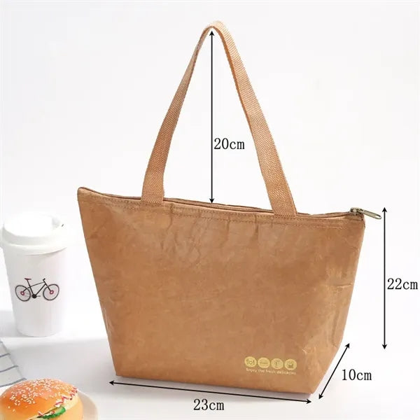 16.5" Handheld Insulated Kraft Paper Lunch Bag