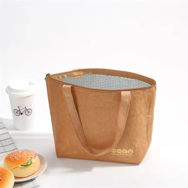 16.5" Handheld Insulated Kraft Paper Lunch Bag