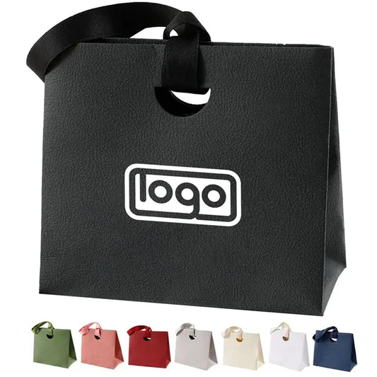 Colorful Paper Gift Tote Bags W/ Handheld Ribbon