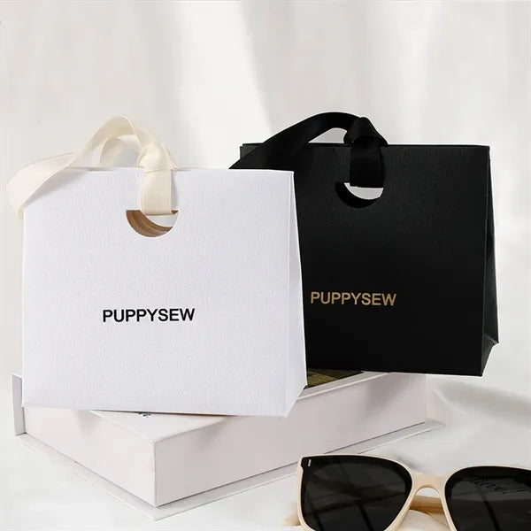 Colorful Paper Gift Tote Bags W/ Handheld Ribbon