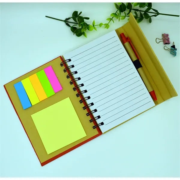 Eco-Recycled Magnetic Journal with Sticky Notes and Flags