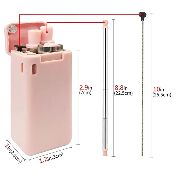 Collapsible Stainless Steel Straw W/Travel Case