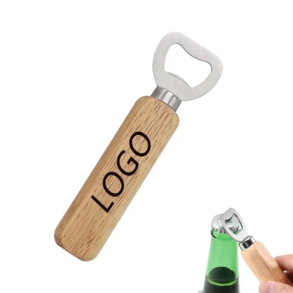 Stainless Steel Bottle Opener W/Wooden Handle