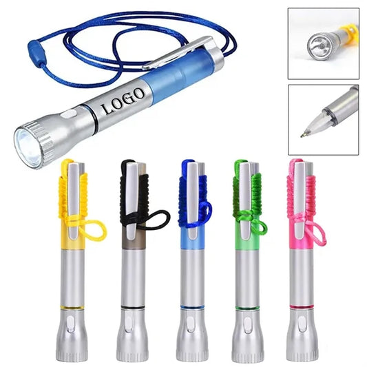 Flashlight With Pen And Lanyard