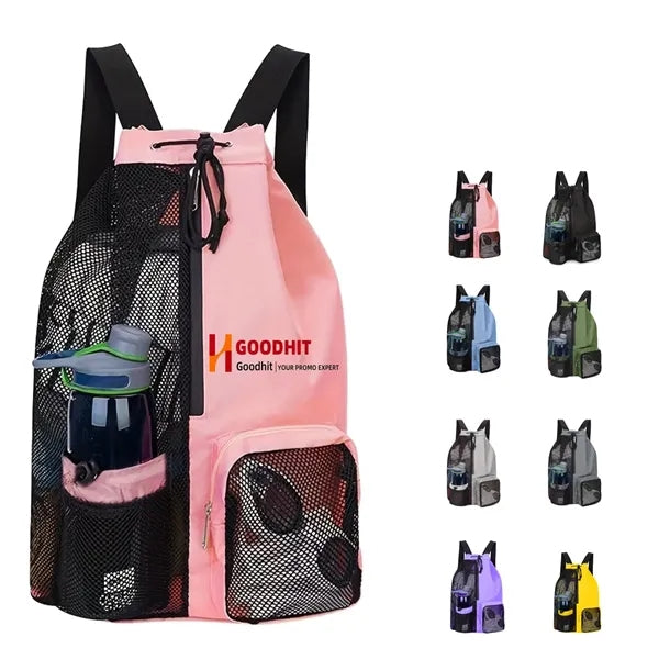 Waterproof Nylon Drawstring Backpack with Wet&Dry Pocket