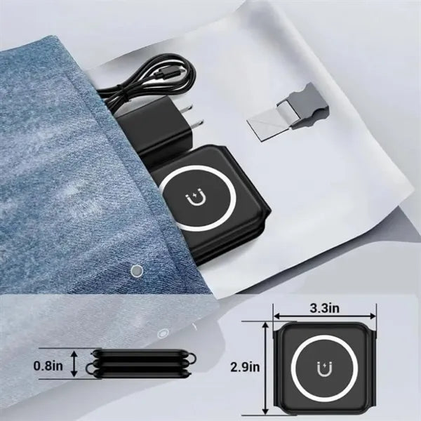 3 in 1 Versatile Magnetic Black Foldable Wireless Charger