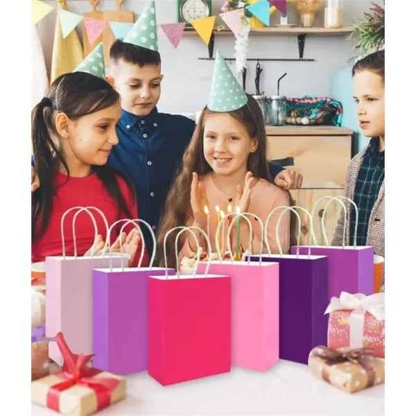 Bulk Colorful Gift Bags with Handles 8.6x4.3x10.6 Inch