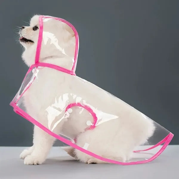 Waterproof PVC Dog Raincoat w/ Hood for Comfortable Fit