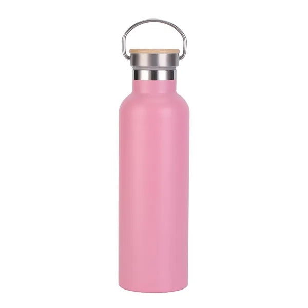 750ml double wall stainless steel bottle with bamboo lid