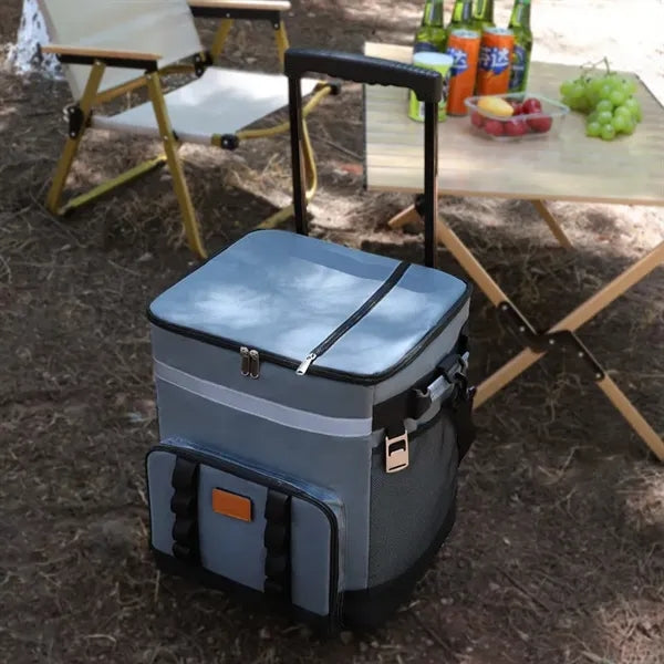 Insulated Cooler Bag with Trolley and Strap