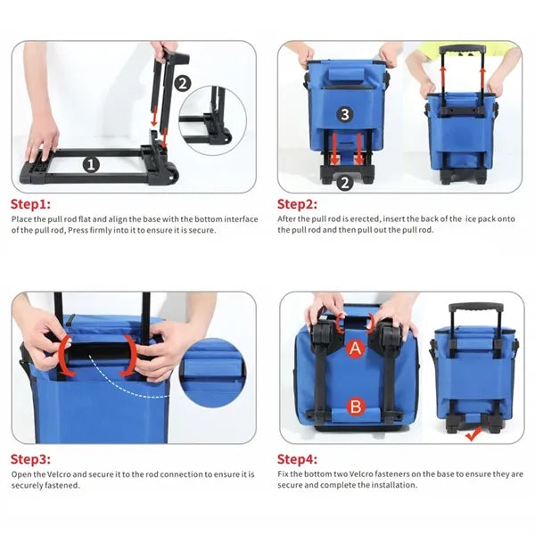 Insulated Cooler Bag with Trolley and Strap