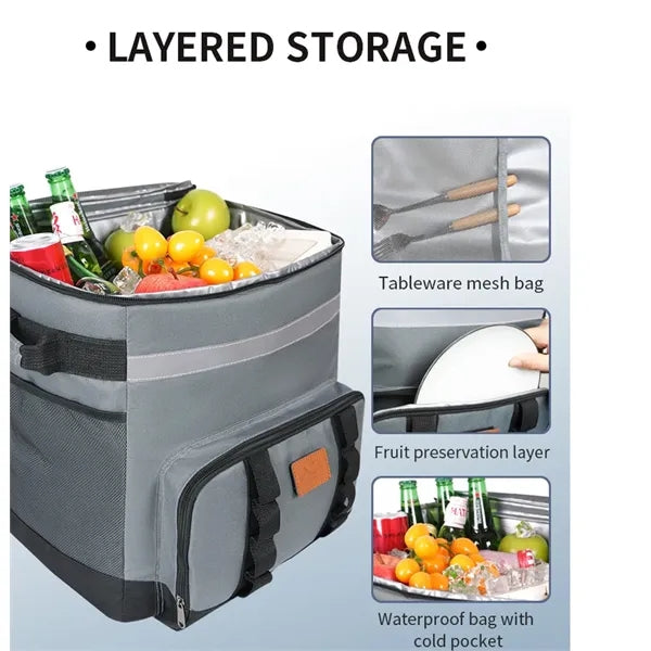 Insulated Cooler Bag with Trolley and Strap