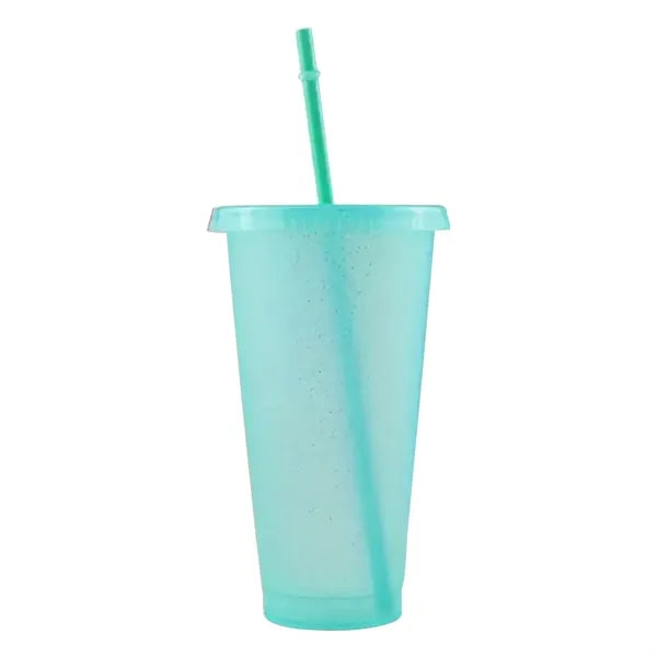 24 Oz. Plastic Cups With Straws