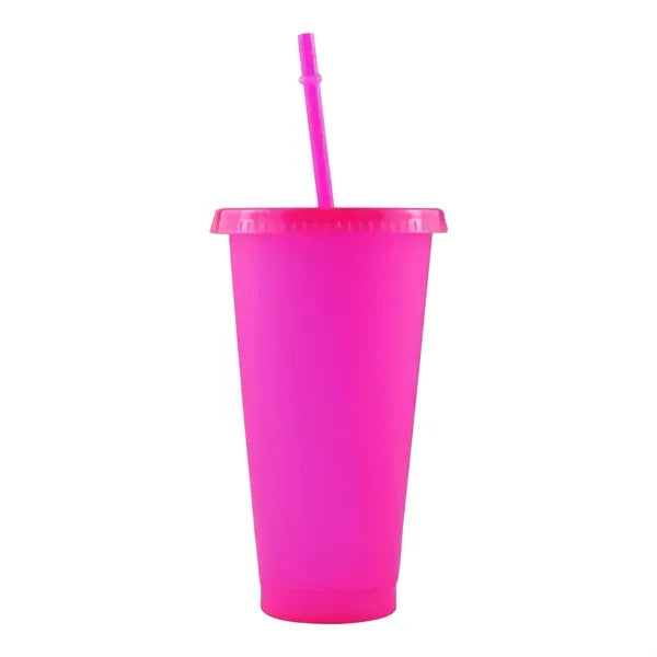 24 Oz. Plastic Cups With Straws