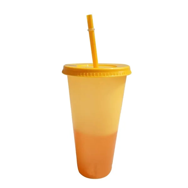 24OZ Mood Color Changing Cup With Lid And Straw