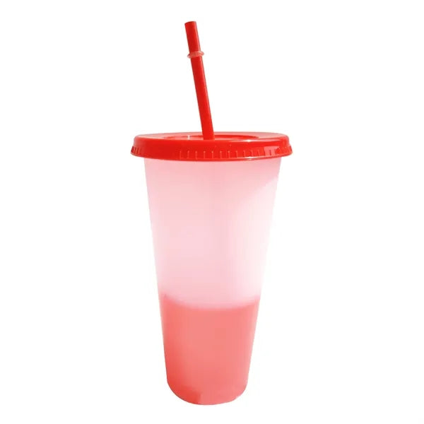 24OZ Mood Color Changing Cup With Lid And Straw