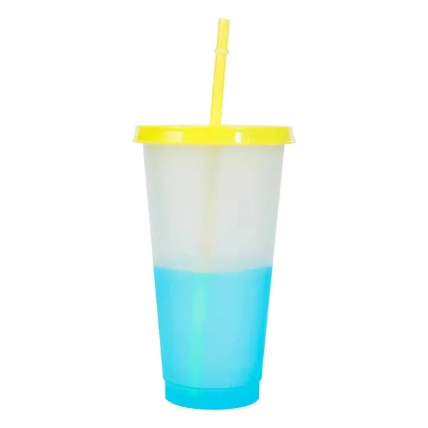 24OZ Mood Color Changing Cup With Lid And Straw