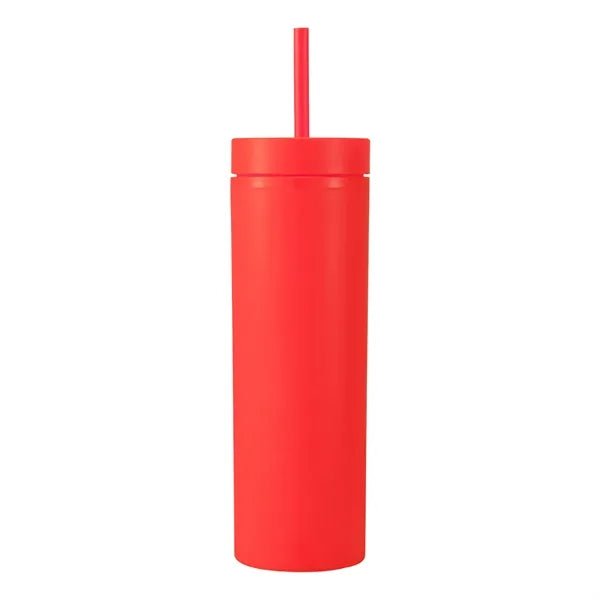 16 Oz Skinny Tumbler W/ Straw