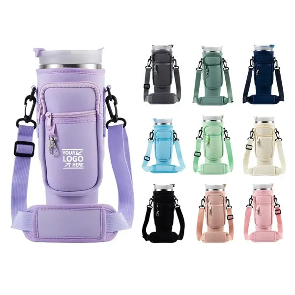 Neoprene Water Bottle Carrier Bag with Phone Pocket