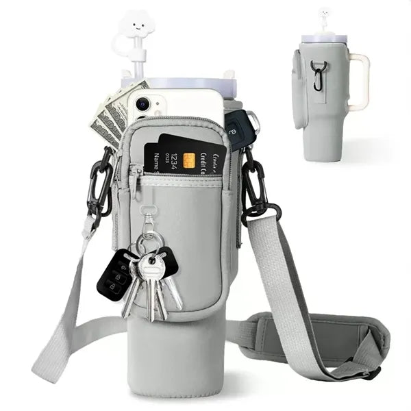 Neoprene Water Bottle Carrier Bag with Phone Pocket