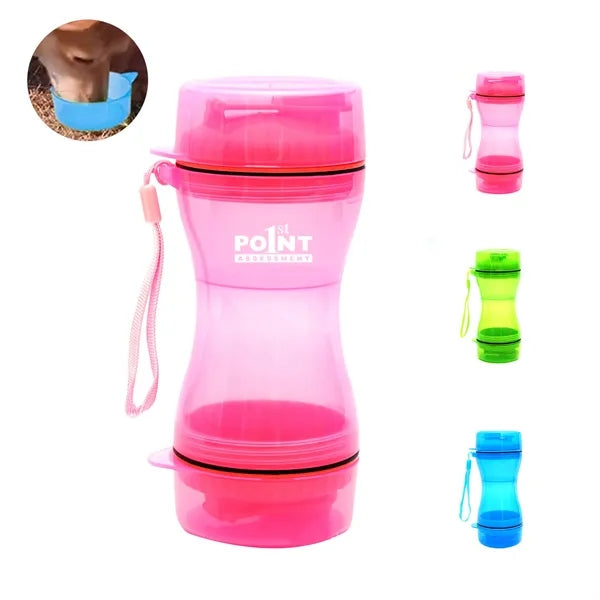 2 in 1 Pet Food Water Bottle With Bowl