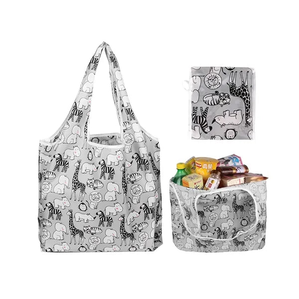 Foldable Nylon Grocery Tote with Full Color Sublimation