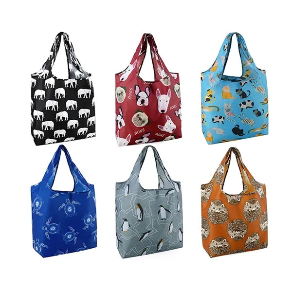 Foldable Nylon Grocery Tote with Full Color Sublimation
