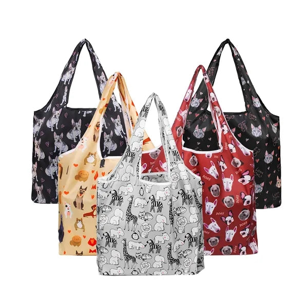 Foldable Nylon Grocery Tote with Full Color Sublimation