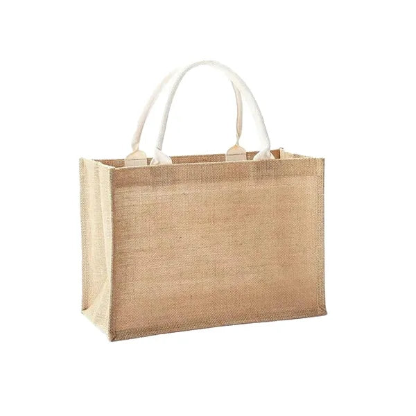 Natural Jute Tote Bag with Soft Cotton Handle