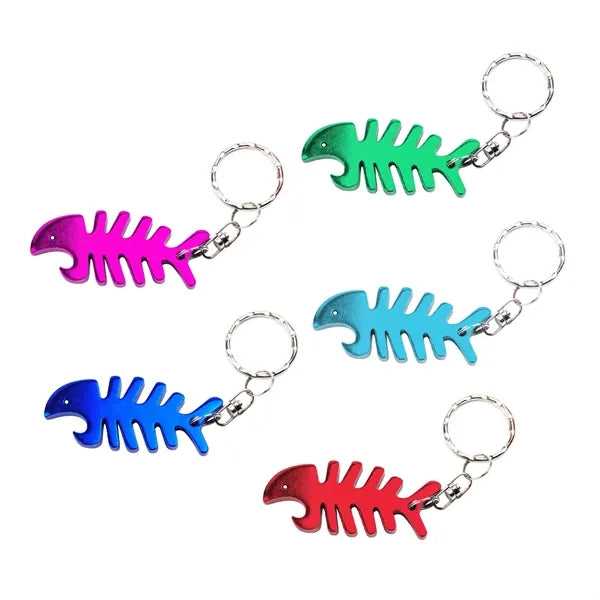 Fish Bone Shape Bottle Opener Keyring