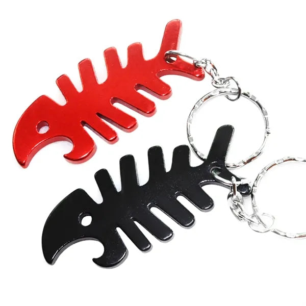 Fish Bone Shape Bottle Opener Keyring