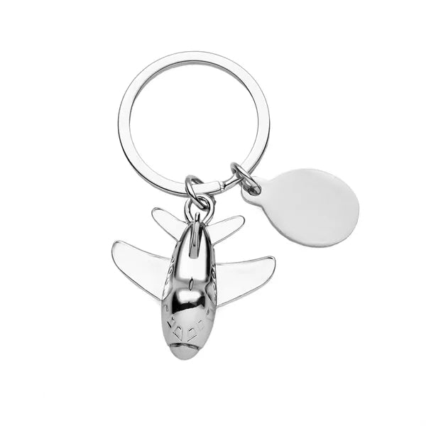 Fashion Polished Silver Airplane Shaped Keychain