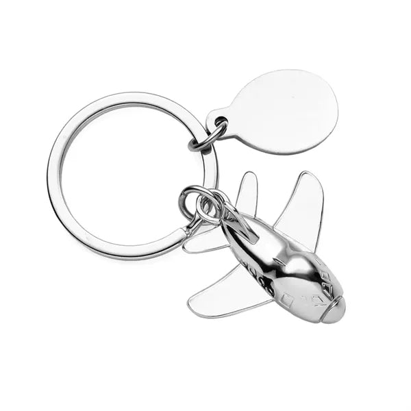 Fashion Polished Silver Airplane Shaped Keychain