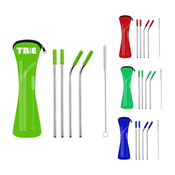 Stainless Steel Straw Set W/ Bag