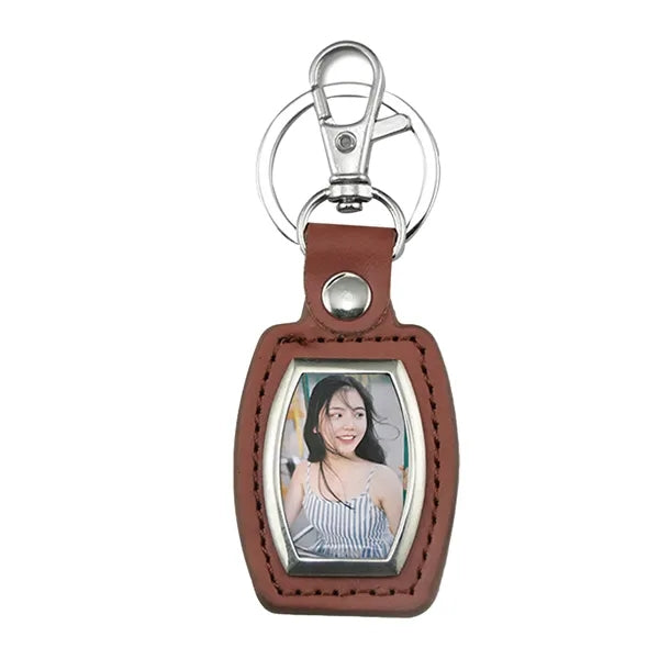 Leatherette Burnished Plate Keychain