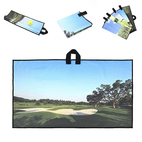 Microfiber waffle golf towel with logo