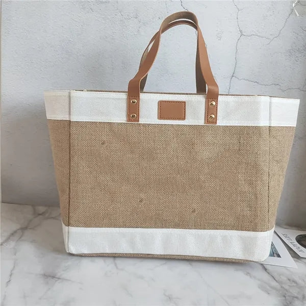 Large Fashion Jute Tote Bag