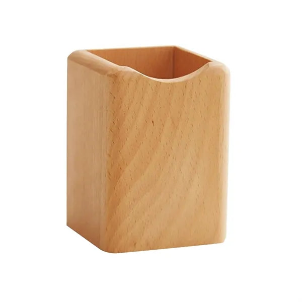 Square Wooden Pen Holder For Desk 3"x3"x4"
